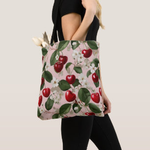 Vintage-Kirschblüten-Botanik-Rosa-Rot-Muster Tasche