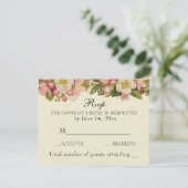 Vintage Kirschblüten Elegante Hochzeit RSVP Karte (Stehend Vorderseite)