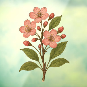 Vintage-Kirschblüten Fensteraufkleber