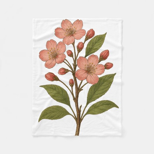 Vintage Kirschblüten Fleece-Decke | Weich Fleecedecke (Vorderseite)