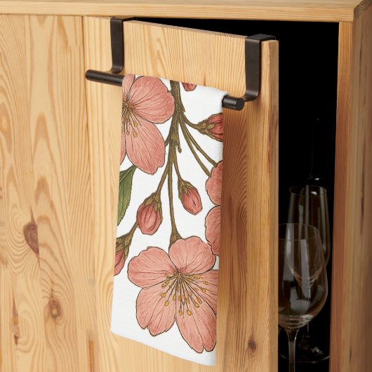 Vintage-Kirschblüten Geschirrtuch (Drittel gefaltet)