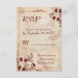 Vintage-Kirschblüten-Hochzeits-RSVP-Einladung RSVP Karte