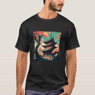 Vintage-Kirschblüten-Holzschnitt-Japanische Grafik T-Shirt