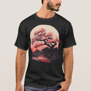 Vintage-Kirschblüten-Holzschnitt Japanische Grafik T-Shirt