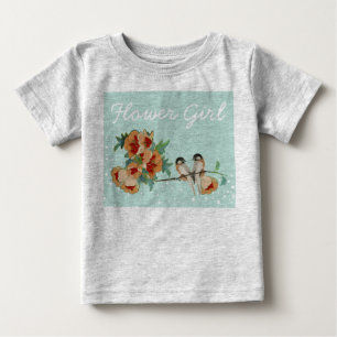 Vintage Kirschblüten-Liebesvogel Pfirsich-Minze Baby T-shirt