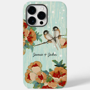 Vintage Kirschblüten-Liebesvögel Pfirsich-Minze Case-Mate iPhone Hülle