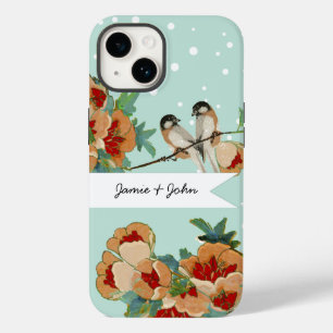 Vintage-Kirschblüten-Liebesvogel-Pfirsich-Minze Case-Mate iPhone Hülle