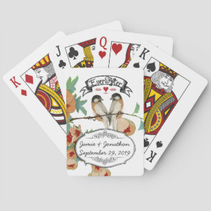 Vintage Kirschblüten-Liebesvogel Pfirsich-Minze Spielkarten