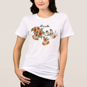 Vintage Kirschblüten-Liebesvogel  Tri-Blend Shirt