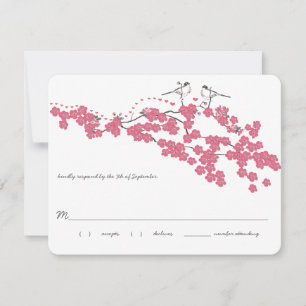 Vintage-Kirschblüten-Meisen-Hochzeit-RSVP RSVP Karte