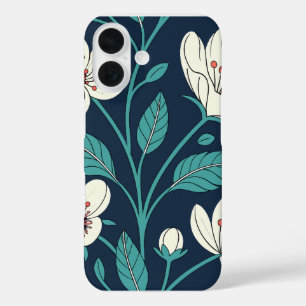 Vintage-Kirschblüten-Nahtloses Muster – Elegant iPhone 16 Hülle