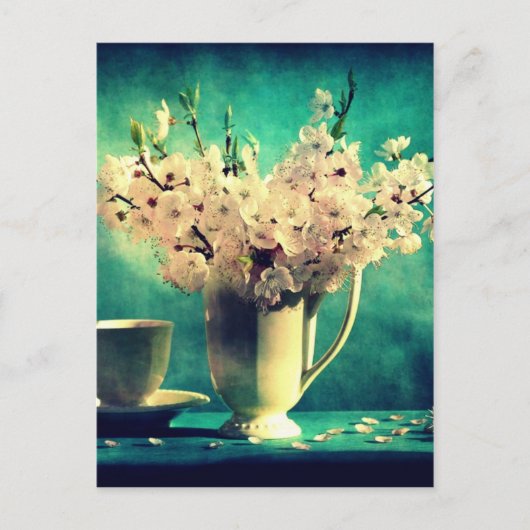 Vintage Kirschblüten Postkarte (Vorderseite)
