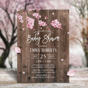 Vintage-Kirschblüten-Rosa-Blumen-Baby-Party Einladung