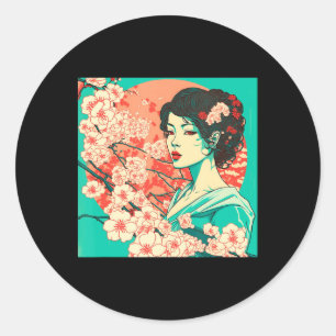 Vintage-Kirschblüten-Sakura-Japanische Kunst Anime Runder Aufkleber