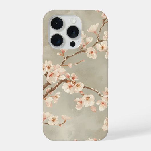 Vintage-Kirschblüten-Sakura-Zweig iPhone Hülle (Rückseite)