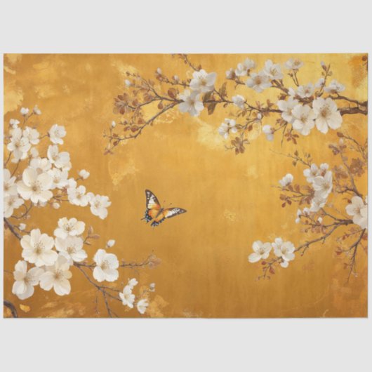 Vintage Kirschblütenblüte Blume Seidenpapier (Vorderseite)