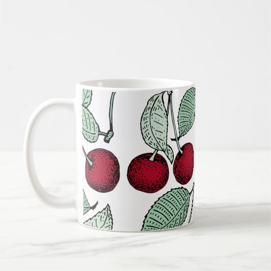 Vintage Kirsche nahtlos. Hintergrund Kaffeetasse (Links)