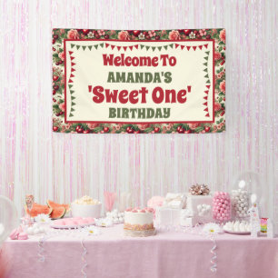 Vintage-Kirsche 'Sweet One' 1. Geburtstags-Willkom Banner