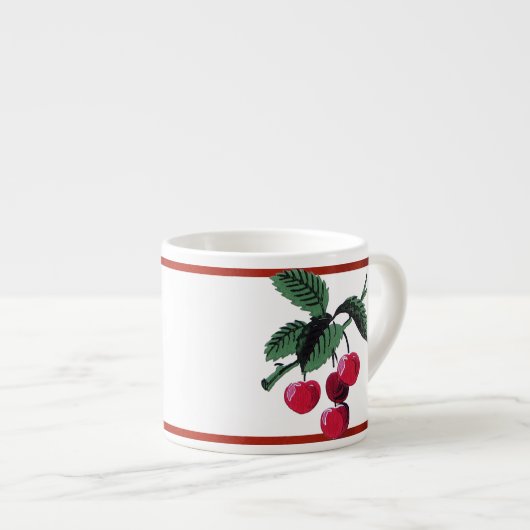 Vintage Kirschen Espressotasse (Vorderseite Rechts)