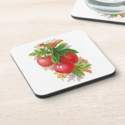 Vintage Kirschen Getränkeuntersetzer (Linke Seite)