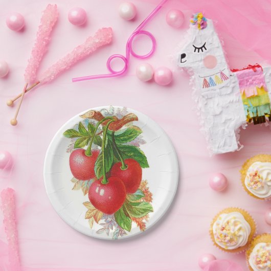 Vintage Kirschen Pappteller (Party)
