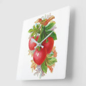 Vintage Kirschen Quadratische Wanduhr (Winkel)