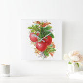 Vintage Kirschen Quadratische Wanduhr (Zuhause)