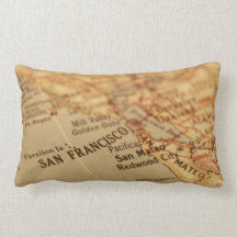 Vintage-Kissen mit Karte von San Francisco für den