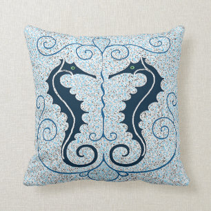 Vintage-Kissen mit zwei Seepferdchen-Design Kissen