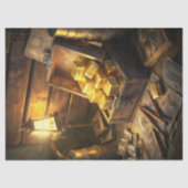 Vintage Kiste mit  Goldbarren Western Seidenpapier (Vorderseite)