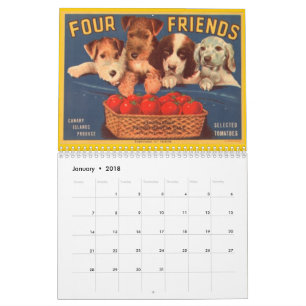Vintage, Kisten-Etiketten-Kalender Kalender