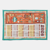 Vintage Kitchen Utensils Calendar Towel 2026 Geschirrtuch (Horizontal)