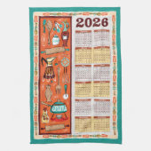 Vintage Kitchen Utensils Calendar Towel 2026 Geschirrtuch (Vertikal)