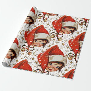 Vintage Kitsch Weihnachtsstimmung im großen Maßsta Geschenkpapier
