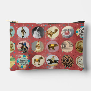 Vintage Kitsch Zirkus Karneval Tiere Darsteller Zubehörtasche