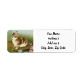 Vintage Kitten Illustration mit Blume (Vorne)