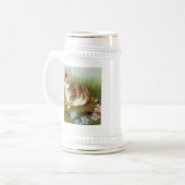 Vintage Kitten Illustration mit Blume Bierglas (Vorderseite Links)