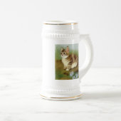 Vintage Kitten Illustration mit Blume Bierglas (VorderseiteRechts)