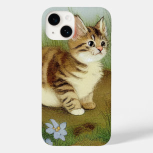 Vintage Kitten Illustration mit Blume Case-Mate iPhone 14 Hülle