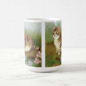 Vintage Kitten Illustration mit Blume Kaffeetasse (Mittel)