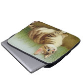 Vintage Kitten Illustration mit Blume Laptopschutzhülle (Vorne Knopf)