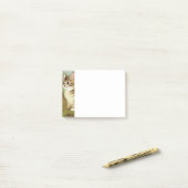Vintage Kitten Illustration mit Blume Post-it Klebezettel (Auf Schreibtisch)