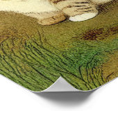 Vintage Kitten Illustration mit Blume Poster (Ecke)