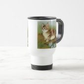 Vintage Kitten Illustration mit Blume Reisebecher (VorderseiteRechts)