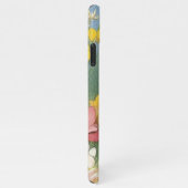 Vintage Kitten Illustration mit gelben Blumen iPhone Hülle (Rechte Seite)