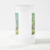 Vintage Kitten Illustration mit gelben Blumen Mattglas Bierglas (Mittel)