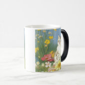 Vintage Kitten Illustration mit gelben Blumen Verwandlungstasse (VorderseiteRechts)