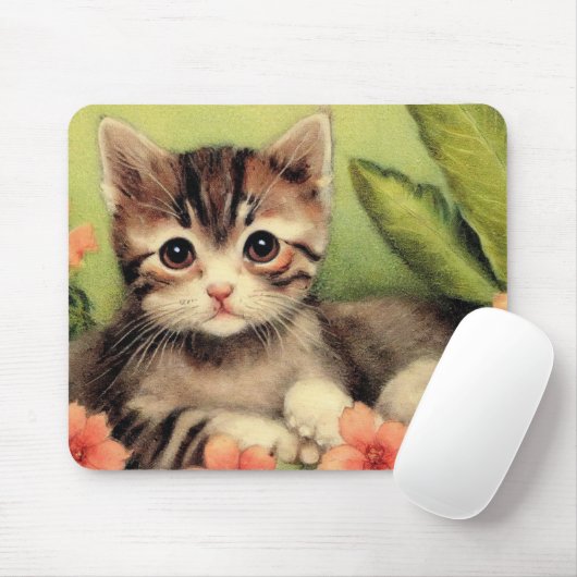 Vintage Kitten in Blume Mousepad (Mit Mouse)