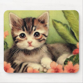 Vintage Kitten in Blume Mousepad