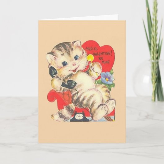 Vintage Kitten/Katzen Valentinstag-Karte Feiertagskarte (Vorderseite)